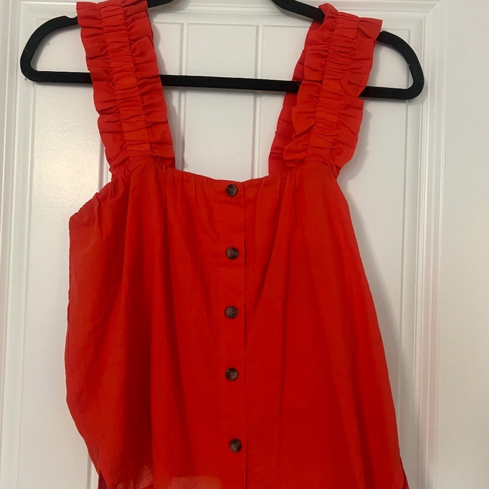 NWT Treasure & Bond Ruffle Trim Tank - Orange - XS